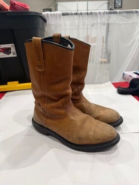 Red Wing Shoes Tan Leather Cowboy Work Boots